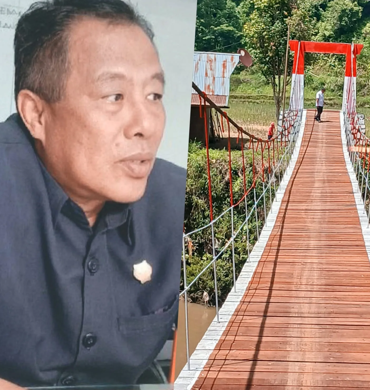 Wakil Ketua DPRD Tana Toraja Apresiasi Jembatan Gantung Parampo Selesai Tepat Waktu