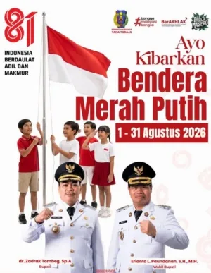Pemerintah Tana Toraja Mengajak Masyarakat Mengibarkan Bendera Merah Putih HUT RI